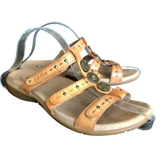 Taos Prize Leather Sandals Women’s Size 6 Tan 3 Strap Comfort - Picture 13 of 13